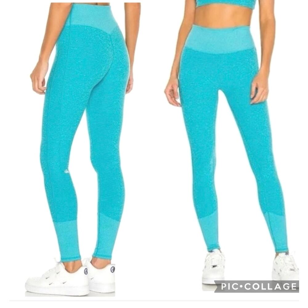Alo Yoga High Waist Alosoft Lounge Leggings Gym - Bright Aqua- Size Small
